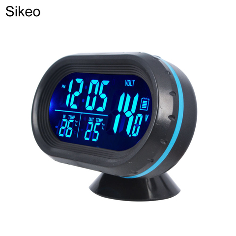 Sikeo DC12-24V Digital Auto reloj termómetro LED iluminado automóvil doble medidor de temperatura voltímetro voltaje probador Monitor ► Foto 1/6