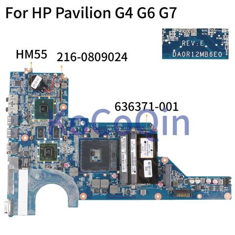 KoCoQin placa base para portátil HP Pavilion G4 G4-1000 G6-1000 G7 placa base 636371-001 636371-501 HM55 DA0R12MB6E0 216-0809024 ► Foto 1/6
