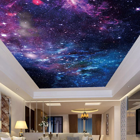 Papel tapiz personalizado, pegatinas de techo, Mural 3D, bonito cielo estrellado, sala de estar, dormitorio, cenital, decoración de pared, pintura artística ► Foto 1/5