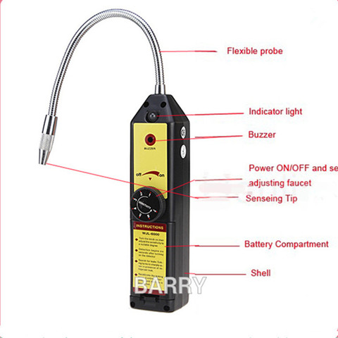 Barry Century Detector de gas detector de fugas de gas analizador de gas freón Halógeno Detector De Fugas hvac Tira HFC r134a refrigeracion WJL-6000 detector de aire ► Foto 1/1