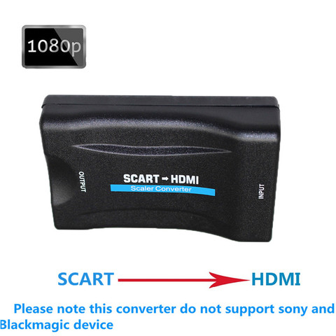 Convertidor de Scart a HDMI 1080P, adaptador de Audio y vídeo HDMI a SCART para HDTV Sky Box STB para teléfono inteligente, HD, TV, DVD ► Foto 1/6