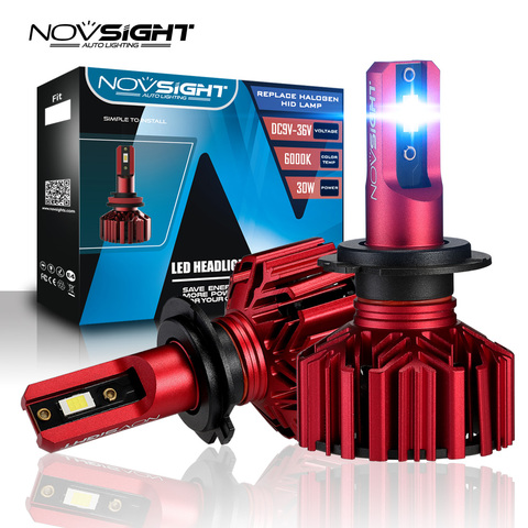 NOVSIGHT-Mini faros delanteros para coche, Bombilla de coche de 9005 K, LED H7 H4 led H1 h3 H8 H11 HB3 9006 HB4 6000, 60W, 10000LM ► Foto 1/6