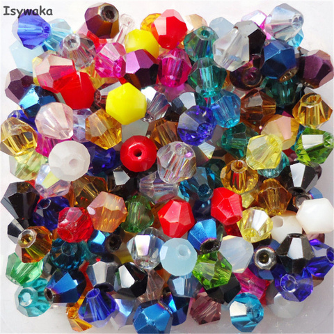 Isywaka Venta colores Mezclados 100 unids 4mm Bicone Austria Cristal encanto de Los Granos de Cristal Flojo de Los Granos Del Espaciador Del Grano de DIY Fabricación de la joyería ► Foto 1/6