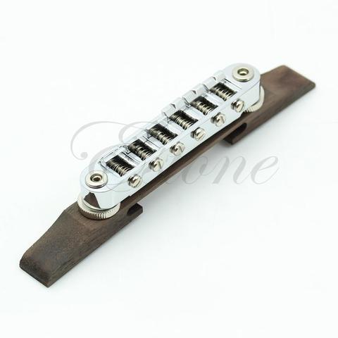 Puente de palisandro cromado ajustable soportes para rodillos para guitarra Les Paul Jazz ► Foto 1/1