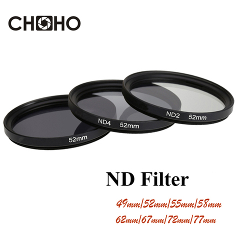 Filtro ND ND2 ND4 ND8 de densidad Neutral Filtors 49 MM 52 MM 55 MM 58 MM 62 MM 67 MM 72 MM 77 MM para cámara Canon Nikon Sony ► Foto 1/6