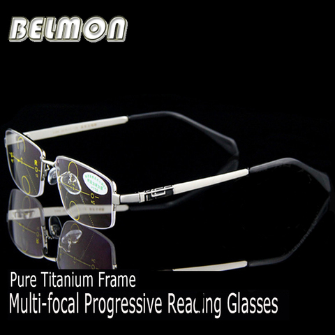 Gafas de lectura graduales multifocales magnéticas de titanio para hombre, lentes para dioptrías, presbicia + 1,0 + 1,5 + 2,0 + 2,5 + 3,0 + 3,5 + 4,0 RS055 ► Foto 1/6