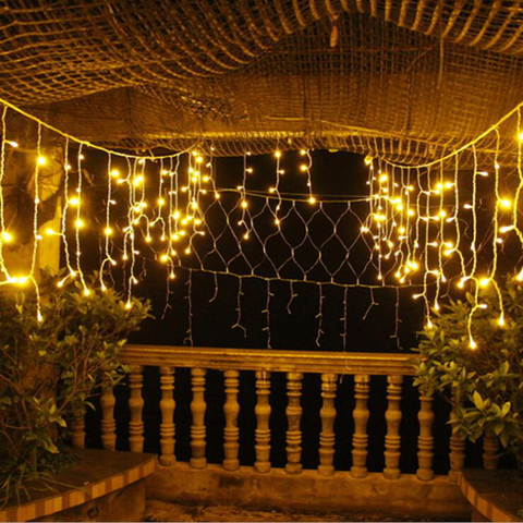 Nuevo 4.5 m 0.4 M LED cortina Icicle cadena luces 220 V conectable luces de Navidad interior/al aire libre Garland decoración de la boda del partido ► Foto 1/6