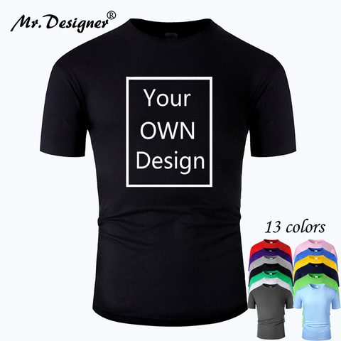 Camiseta de algodón DIY con logotipo de tu propia marca con imagen personalizada para hombre y mujer, camiseta informal de manga corta, camiseta de 13 colores tm001 ► Foto 1/6