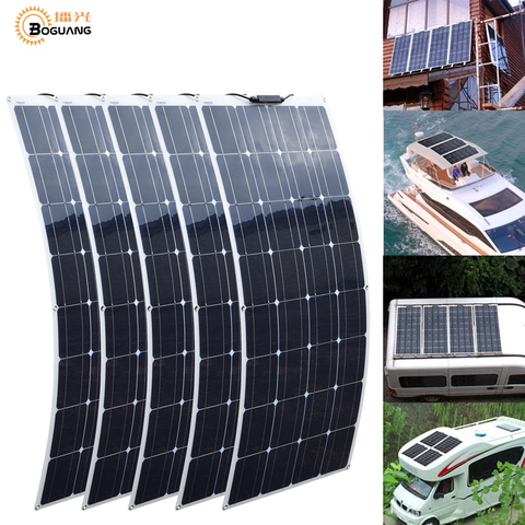 2 uds 4 Uds 10 Uds 100 W panel solar monocristalino de la célula Solar Flexible para del coche/del yate/barco de vapor de 24 voltios 12V batería Solar de 100 vatios ► Foto 1/6