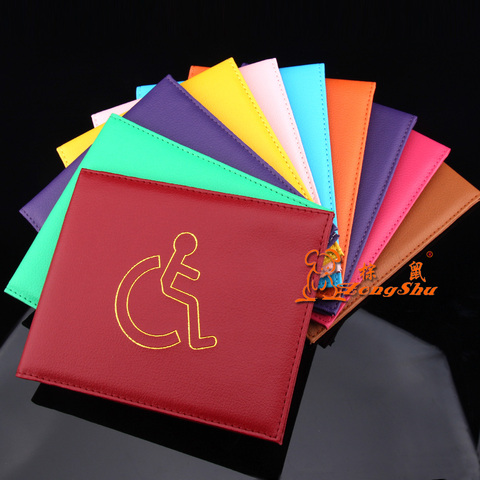 ZONGSHU de cuero de la Pu de la discapacidad tarjeta cubierta roja con caso de identidad azul discapacitados Id (personalización aceptada) ► Foto 1/6