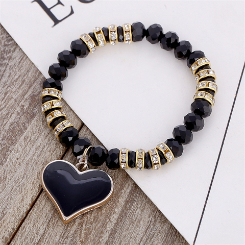 Nueva moda geométrica de las mujeres con cuentas de corazón pulseras Simple cuenta de piedra encanto pulseras y brazaletes para mujeres regalo de la joyería ► Foto 1/6