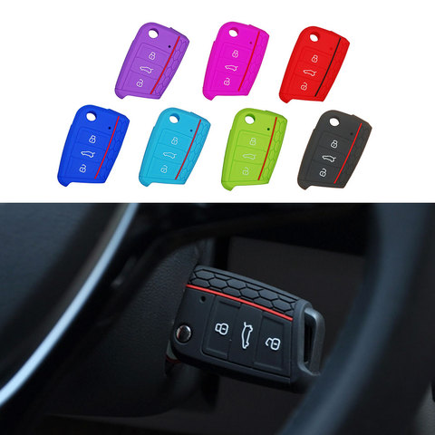 Funda protectora de 3 botones para llave de coche, accesorios para Volkswagen VW Golf 7 mk7 ► Foto 1/6