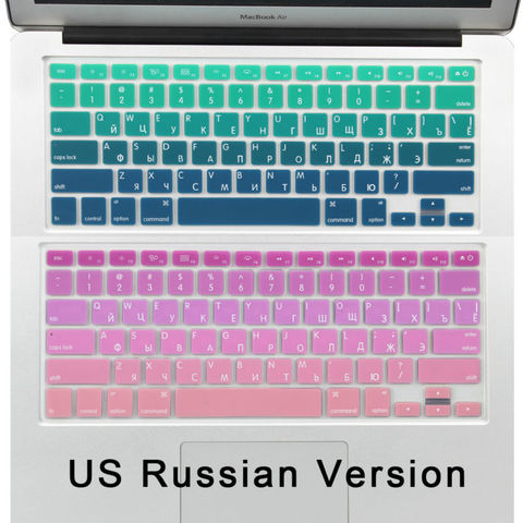 US Enter-teclado ruso con letras rusas, pegatinas de piel de silicona para MacBook Air 13 Pro 13 15 Retina gradiente ► Foto 1/6