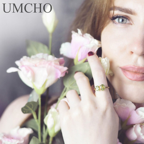 UMCHO-Anillo de peridoto Natural de 10,7 quilates para mujer, sortija de compromiso con plata 925 sólida de piedras preciosas, joyería fina ► Foto 1/1