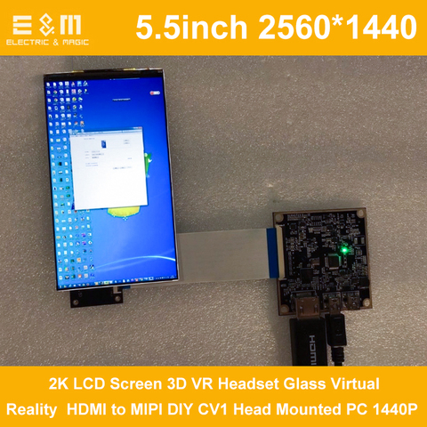 5,5 pulgadas 2560x1440 2 K pantalla HDMI DIY LCD DLP 3D impresora SLA Monitor de pantalla de curado UV para proyector kit VR de CV1 montados sobre la cabeza ► Foto 1/6