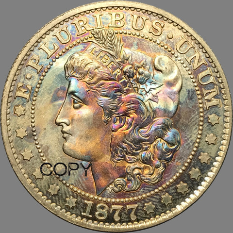 Réplica de monedas chapadas en plata de latón medio dólar Morgan 1877 de Estados Unidos de América ► Foto 1/2