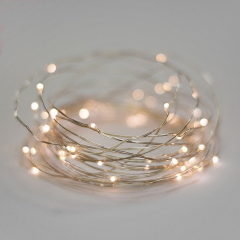 2/4/10 M 20/40/100 LED de alambre de plata Cadena de Navidad luces de neón String Strings luces de guirnalda de hadas decoración de fiesta de boda ► Foto 1/6