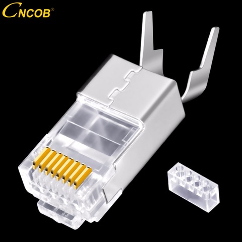 CNCOB Cat8 Ethernet rj45 conector de ordenador 10G Cable de banda ancha enchufe 8P8C Enchapado en cobre y oro Chip FTP niquelado cobre Shel ► Foto 1/6