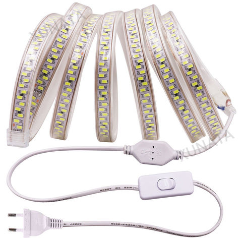 SMD 5730 AC220V tira de luz LED 180 Leds/m cinta Led impermeable blanco cálido decoración luces 1 M/ 2 M/5 M/10 M + atenuador/interruptor/enchufe ► Foto 1/6