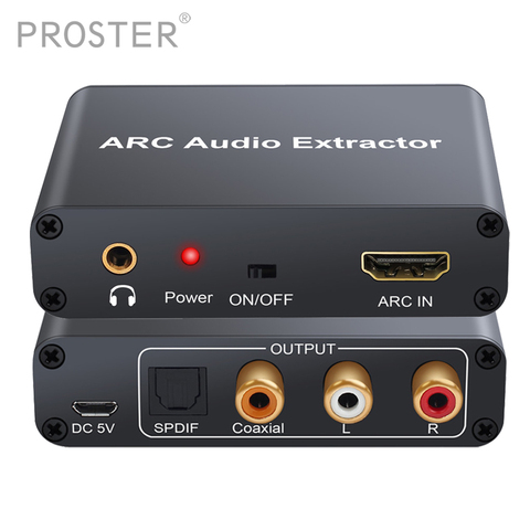 Proster HDMI convertidor de Adaptador de Audio DAC arco L/R Coaxial SPDIF Jack Extractor de canal de retorno para auriculares de 3,5mm para TV ► Foto 1/6