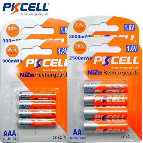 PKCELL 8 Uds 1,6 V 2500mWh baterías recargables AA + 8 Uds 900mwh AAA batería recargable ► Foto 1/1