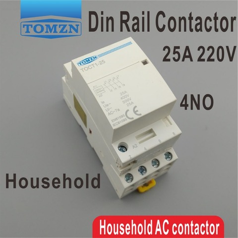 Contactor Modular TOCT1 4P 25A 220V/230V 50/60HZ para el hogar, contactor Modular 4NO de raíl Din ► Foto 1/5