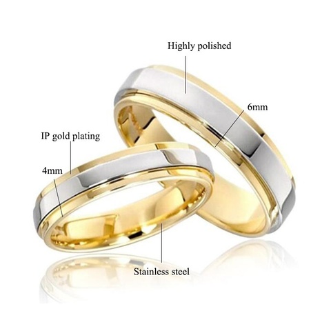Pareja Simple titanio acero anillos de boda mujeres hombres joyería aniversario matrimonio mejor regalo de moda ► Foto 1/6
