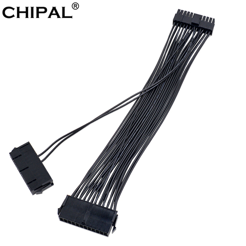 CHIPAL 30CM Dual PSU adaptador con cable de extensión ATX 20 + 4 24Pin fuente de alimentación Molex sincronización de arranque para BTC minero Bitcoin minería ADD2PSU ► Foto 1/6