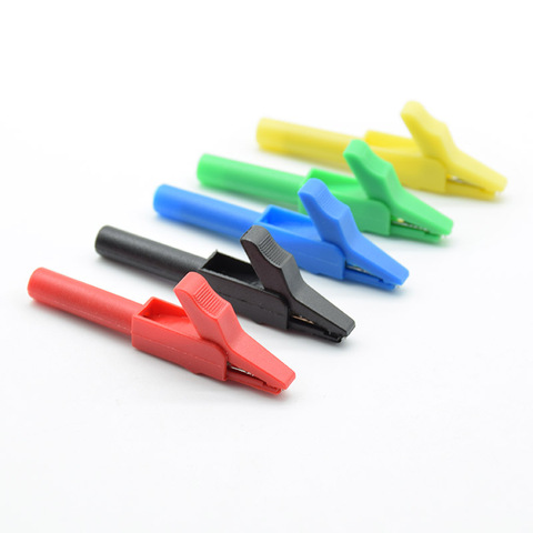 Pinzas de cocodrilo de gran corriente, protector completo de 4mm, pinza para multímetro profesional, rojo, negro, verde, azul y amarillo ► Foto 1/5