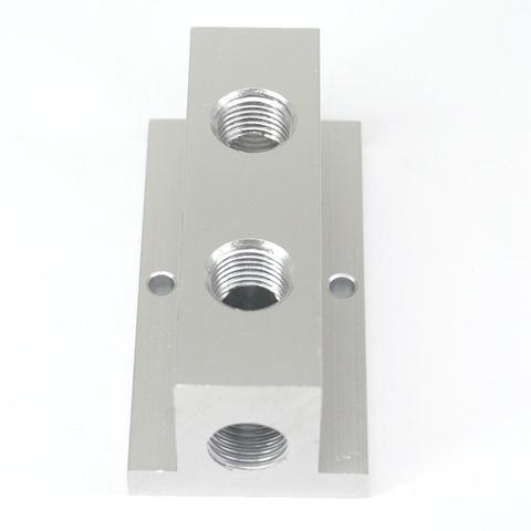 Divisor de bloques de aire en forma de T, divisor de aluminio sólido de 2 vías, BSP hembra de 1/4 pulgadas ► Foto 1/4