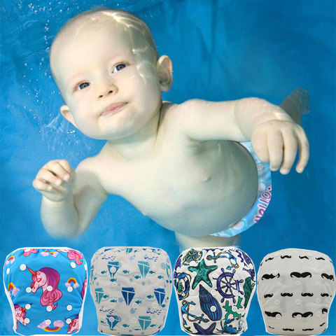Ohbabyka-pañales de baño lavables para bebé, cubierta de pañal de tela reutilizable, traje de baño para recién nacidos, pañales para nadar ► Foto 1/6
