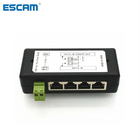 ESCAM 4 puertos 8 portsPoE inyector alimentador PoE adaptador de suministro de potencia Ethernet Pin 4,5(+)/7,8(-) Entrada DC12V-DC48V para cámara IP ► Foto 1/6