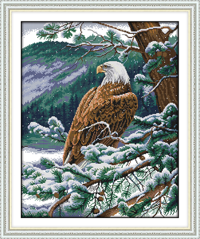 Kit de punto de cruz y águila con vista a primera persona, lienzo estampado con cuentas, bordado artesanal, 14ct, 11CT ► Foto 1/1