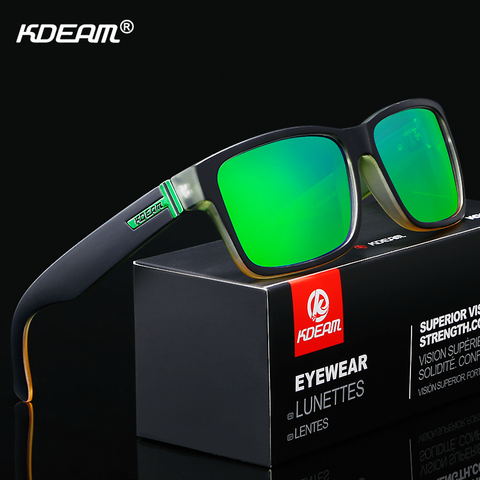 KDEAM-gafas de sol polarizadas para hombre, anteojos de sol deportivos de varios colores, bloqueadores Elmore, con caja ► Foto 1/6