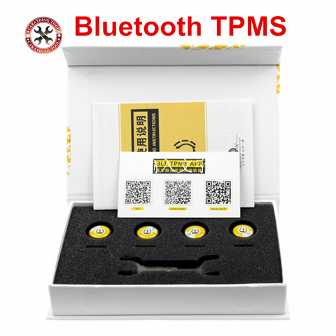 TPMS Bluetooth 4,0 para Android/IOS, Monitor de alarma de presión de neumáticos en tiempo Real, sistema de 4 sensores externos universales para automóviles ► Foto 1/6
