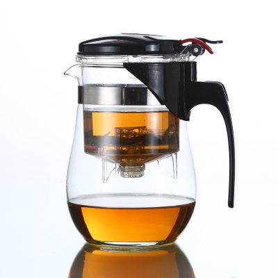 Tetera de té de vidrio genuino, tetera desmontable de 500ML, prensa de este botón para filtrar el té, promoción ► Foto 1/5