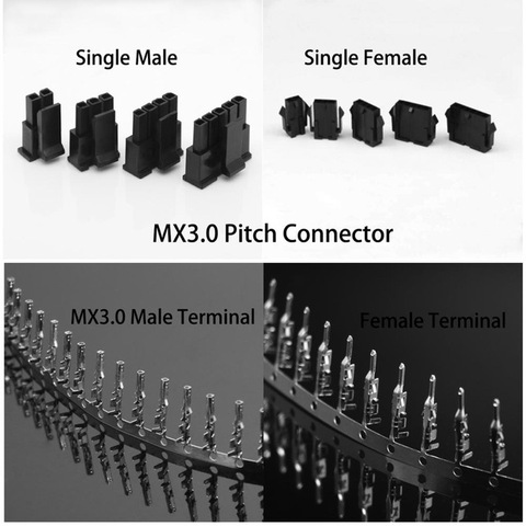 Conjunto de 10 conectores Molex de 3,0mm, 43645/43640 de una hilera de conectores macho/hembra + terminales de 2/3/4/5 pines ► Foto 1/1