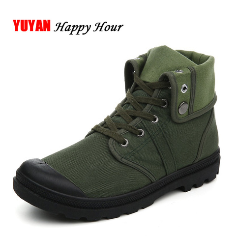 Nueva primavera y otoño zapatos de los hombres Botas zapatos de lona transpirable de alta top Botas para hombre tobillo marca Botas ejército verde ZH2225 ► Foto 1/6