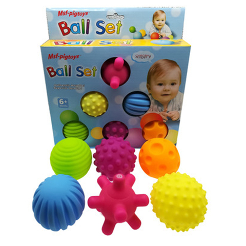 6 unids/set Juego de Pelota de juguete para bebé desarrollar el juguete de los sentidos táctiles del bebé pelota de mano juguetes de entrenamiento pelota de masaje pelota suave LA894335 ► Foto 1/6