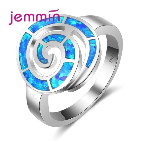 Nuevo hallazgo Rotary ronda dormido serpiente forma Mystal azul anillo de ópalo de fuego de Plata de Ley 925 joyería de las mujeres de anillo de moda ► Foto 1/5