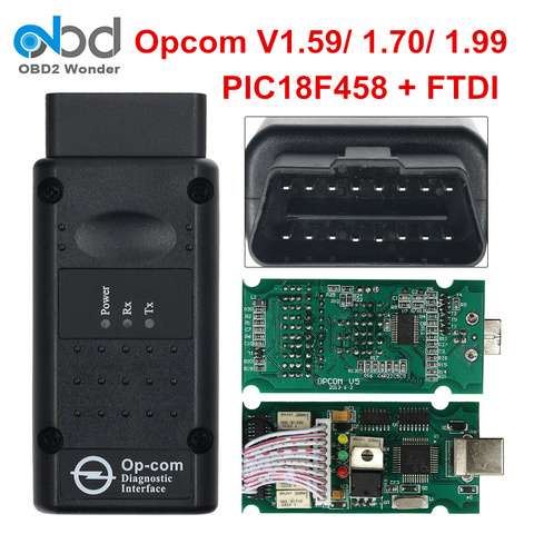 2022 OP COM OP-COM V1.99 V1.59 V1.70 OBD2 escáner de diagnóstico para coche Opel OPCOM 1,70 Flash Firmwar OBD interfaz PIC18F458 + FTDI ► Foto 1/6