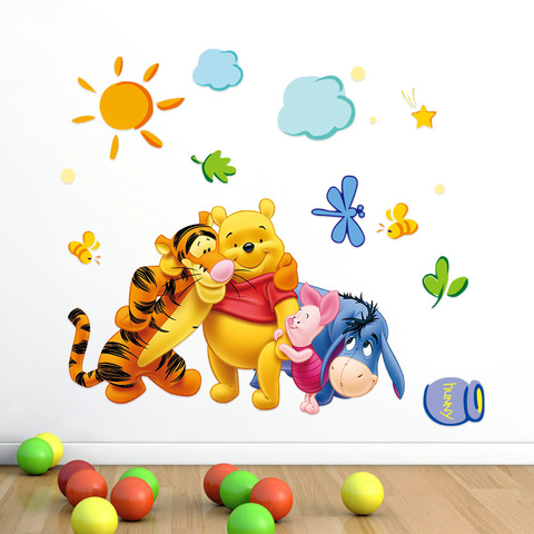 Adhesivos de pared de Tigre con diseño de oso de Winnie Pooh, adhesivo para habitación de niños, Adhesivo de pared de guardería, decoración para dormitorio infantil ► Foto 1/3