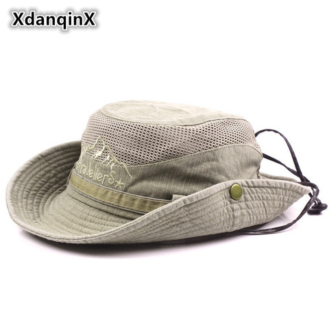 XdanqinX sombrero de hombre adulto verano malla ventilación Retro 100% algodón cubo sombreros novedad papá visera sombrero de pesca gorras de playa ► Foto 1/6