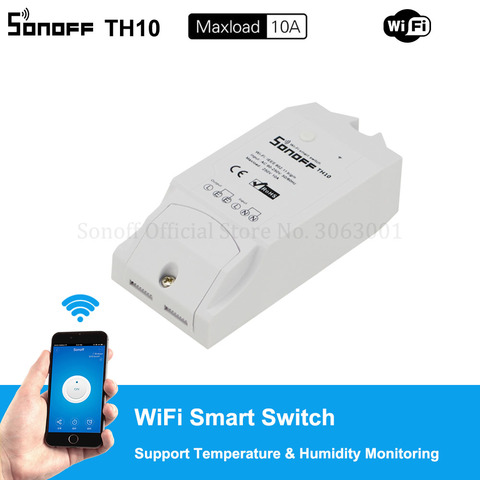 Sonoff-Módulo de interruptor inteligente TH10 10A, Wifi, inalámbrico, compatible con Alexa, Sensor de temperatura y humedad para casa inteligente ► Foto 1/6