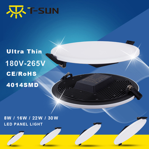 T-SUNRISE Ultra delgado LED Panel Downlight 8 W 16 W 24 W 32 w redondo/cuadrado LED techo empotrado luces fuente de alimentación incluida SMD4014 ► Foto 1/6