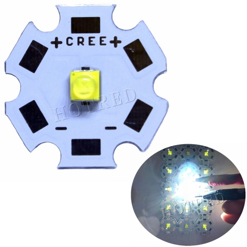 10 unidades unids Cree XTE LED 3000 1-5 W emisor LED blanco cálido 3200 6500 K; blanco frío 7000 K; azul real 450-452nm LED con PCB de 20mm ► Foto 1/6