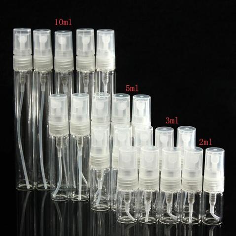 100 unids/lote 2 mini vaso de ml Perfeme botella de Spray para muestra clara de Color transparente atomizador de vidrio botella vacía ► Foto 1/2