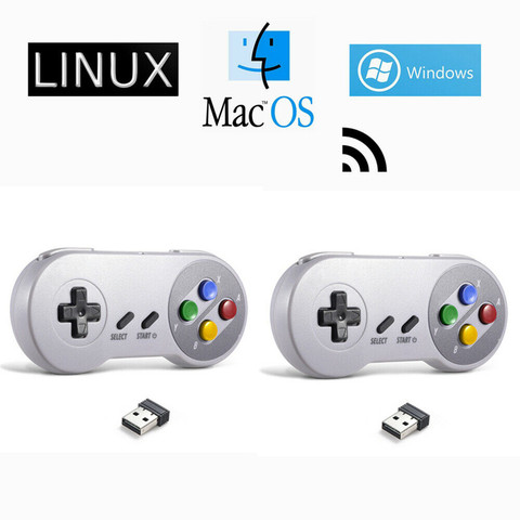 Inalámbrico Joystick/controlador de juegos USB Gamepad 2 uds para SNES juego pad para Windows PC MAC ordenador Control Joystick ► Foto 1/6