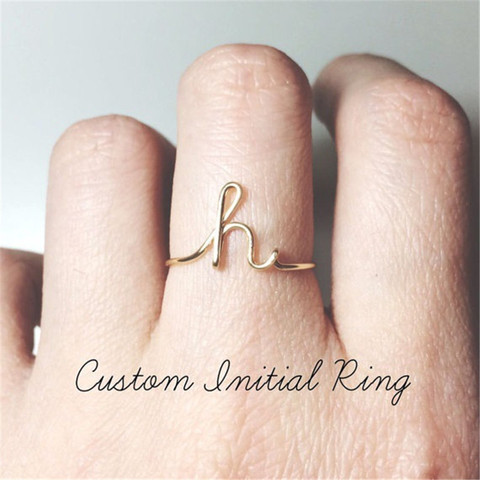 Unisex oro plata Color A-Z 26 letras iniciales nombre anillos para