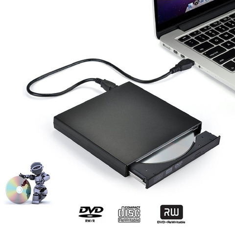 Unidad de DVD USB, Unidad óptica externa, reproductor de DVD ROM, grabadora de CD-RW portátil para ordenador portátil, Pc, Windows 7/8 ► Foto 1/6